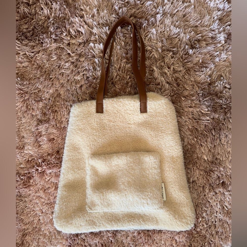 Arcadia Encore Cream Sherpa Tote Bag EUC